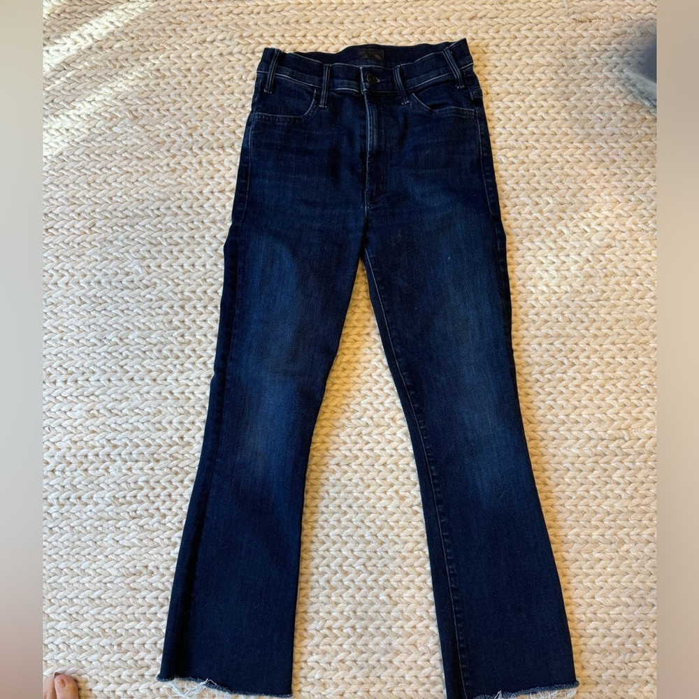 Mother Jeans Hustler ankle fray dark wash 25